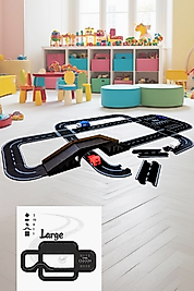 Oyuncak Araba, Araç Parkuru (LARGE) -eğitici Ve Eğlenceli Yol Yapım Ahşap Oyuncak - Otoban Puzzle