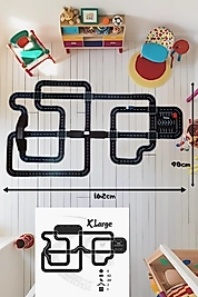 Oyuncak Araba, Araç Parkuru (X-LARGE) -eğitici Ve Eğlenceli Yol Yapım Ahşap Oyuncak - Otoban Puzzle